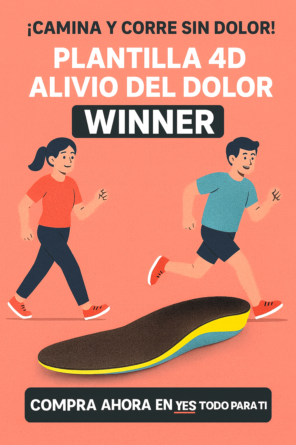 🚶‍♀️🚶‍♂️🏃‍♀️🏃‍♂️ PLANTILLA 4D ALIVIO DEL DOLOR WINNER – CAMINA SIN DOLOR, VIVE SIN LIMITES 🔥